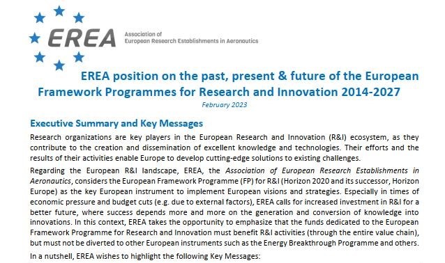 EREA position paper on past, present and future FPs